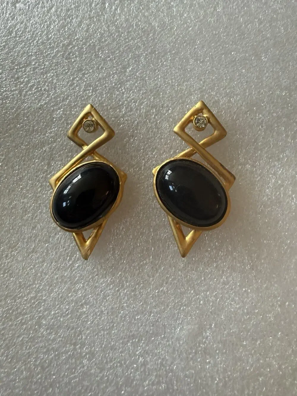 VTG Retro Gold Black 80s Earrings